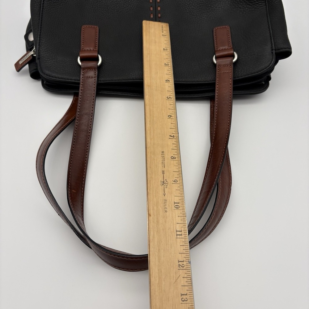 Vintage Fossil Black Brown Coronado Shoulder Purse Bag Pebbled Leather - Picture 15 of 15